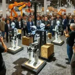 "Boston Dynamics warehouse humanoids showcased at U.S. trade show, demonstrating advanced robotics technology and automation solutions for logistics and supply chain management."
