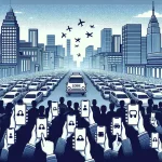 "Lyft vehicle with passengers participating in predictive ride pooling during a major U.S. event, showcasing the innovative transportation solution for efficient ride-sharing"